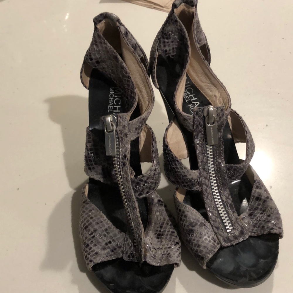 Michael by Michael Kors Black Snake Heels